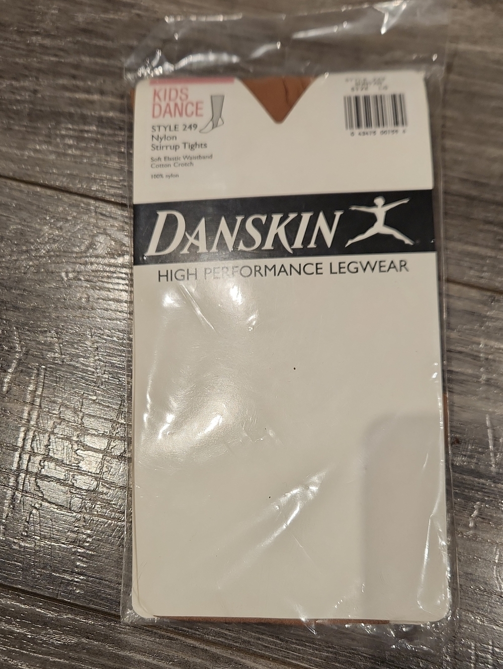 NWT Danskin Kids Dance Style 249 Nylon Stirrup Tights Sz LG Color Suntan